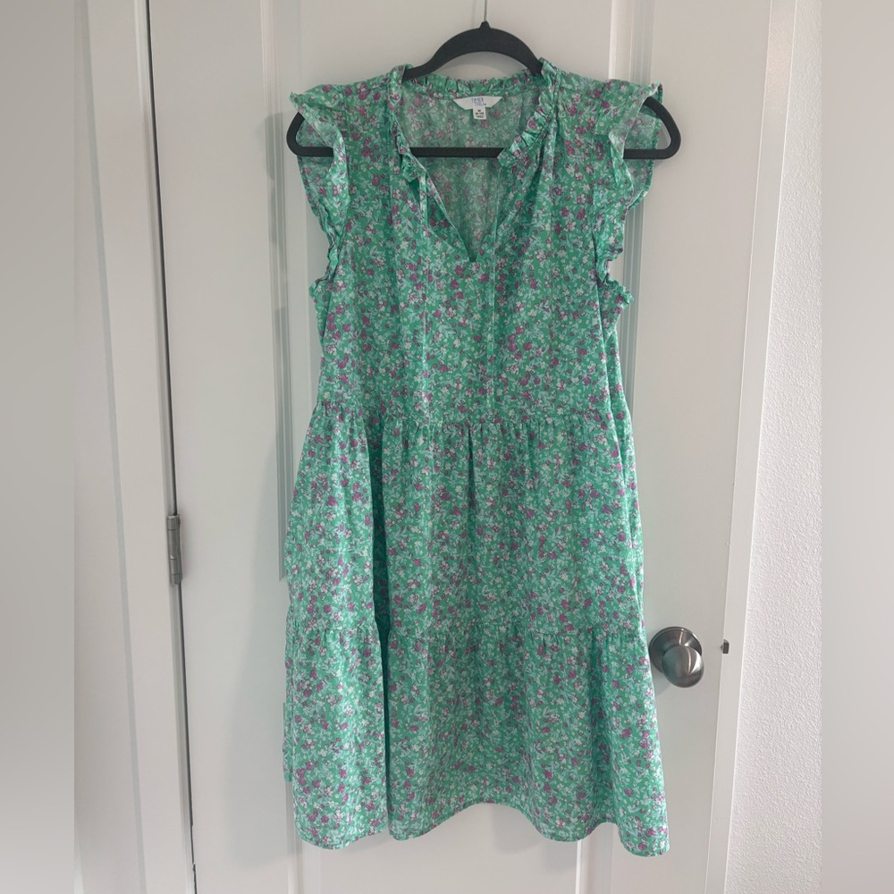 Time and Tru Green Dress with Purple Floral Pattern